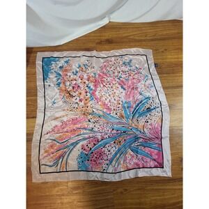Honey 100% Silk Pink Floral Watercolor Large Square Scarf